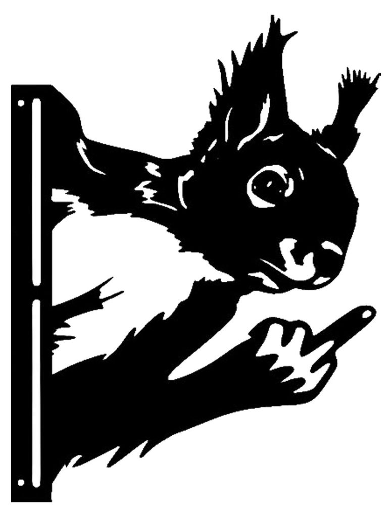Metallschild mit herausschauendem Tier, Mittelfinger-Eichhörnchen-Schild, rustikaler Hahn-Esel-Schild, der den Mittelfinger zeigt, Gartendekoratio...