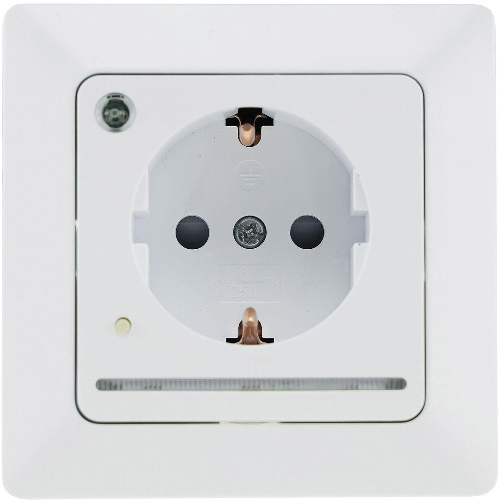 MILOS Schutzkontakt-Steckdose mit LED weiß, 250V/ 16A, Produktbild 