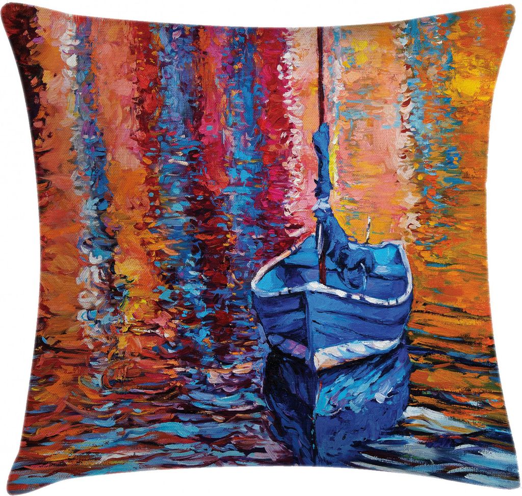 ABAKUHAUS Nautisch Kissenbezug, Dark Sea Fischerboot, Beidseitiges Digitaldruck mit Reißverschluß Farbfest Pflegeleicht und Waschbar, 45 x 45 cm,...
