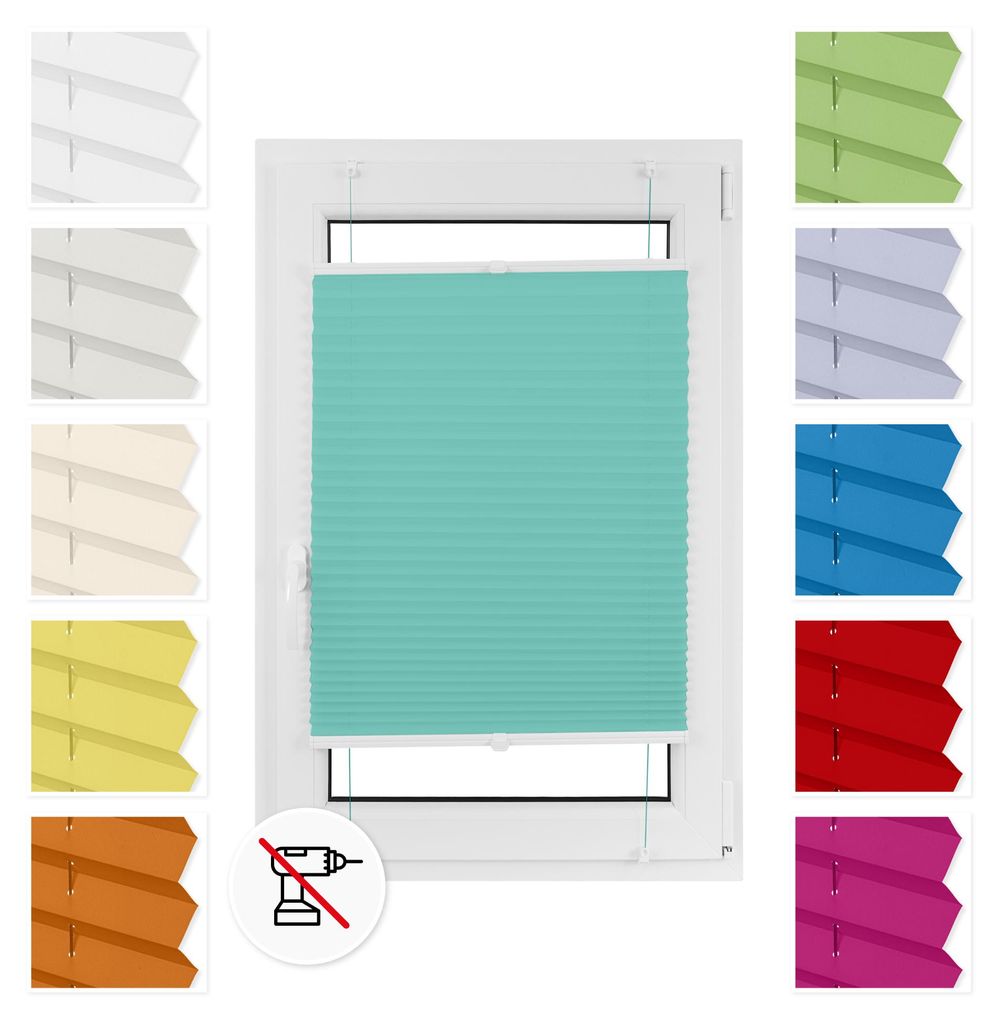 Estika Plissee ohne Bohren - 60 x 230 cm - Türkis - Produktbild 