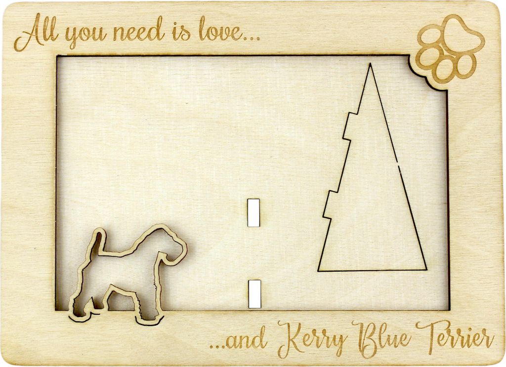 Kerry Blue Terrier, Irish Blue Terrier - Fotorahmen, gravierter Holzrahmen, ein schönes Gadget für den Hundeliebhaber von Art-Dog