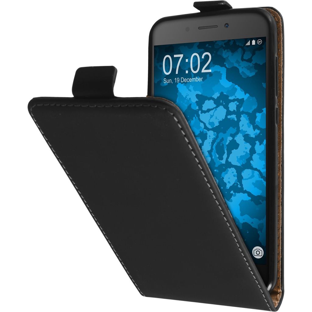 PhoneNatic Kunst-Lederhülle kompatibel mit Huawei Honor 6a - Flip-Case schwarz Cover