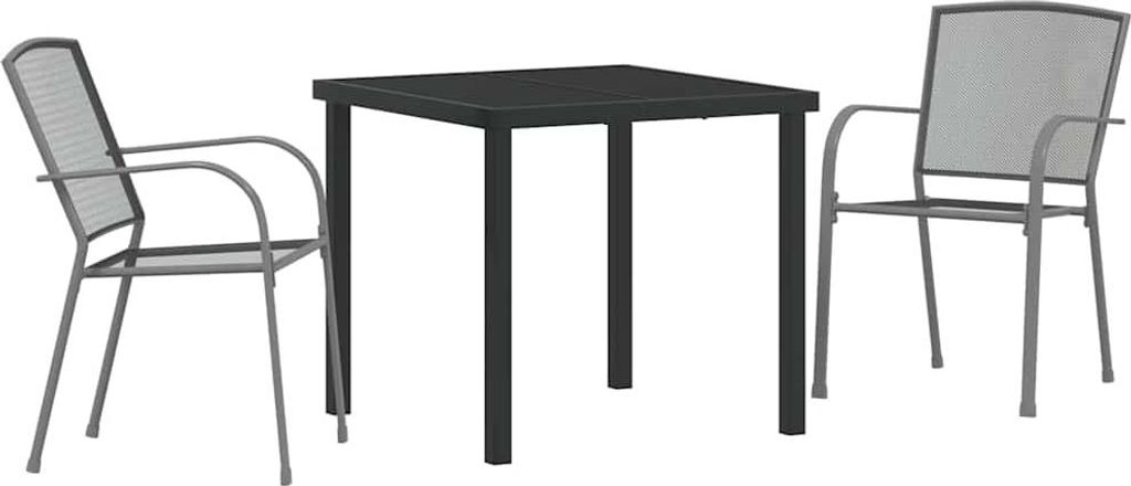 Garten Essgruppe 3 pcs Anthrazit Pulverbeschichteter Stahl