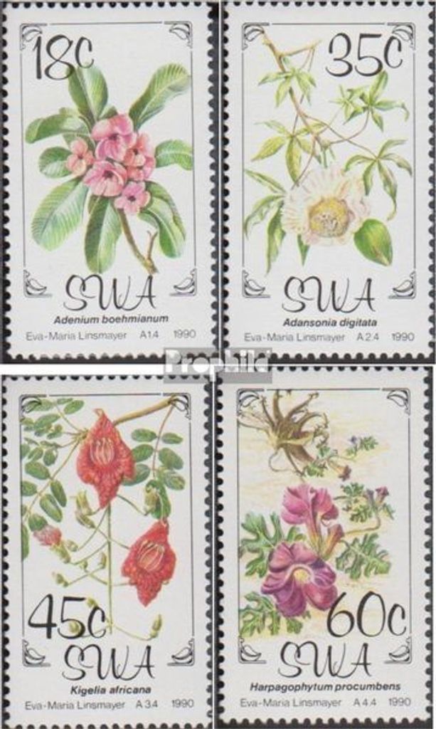 Briefmarken Namibia - Südwestafrika 1990 Mi 664y-667y (kompl.Ausg.) gestempelt Blüten