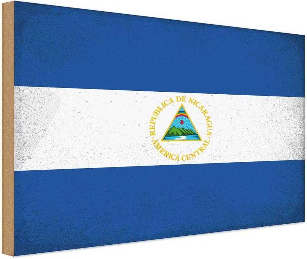vianmo Holzschild 30x40 cm Nicaragua Flagge Fahne Wappen