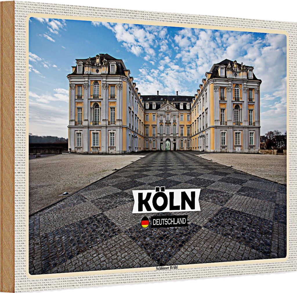 Holzschild Städte Köln Schlösser Brühl Architektur 30x20cm