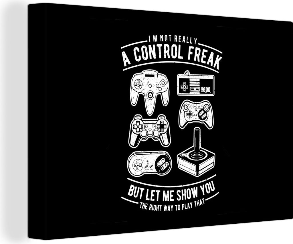 OneMillionCanvasses - Leinwandbilder - 140x90 cm, Mancave - Controller - Schwarz - Weiß - Vintage, Wandbilder Kunstdruck Wanddekoration