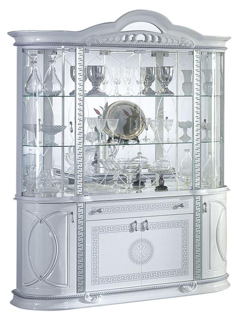 Barock Vitrine Venus 8-Türig in Weiß/Silber Hochglanz Produktbild 
