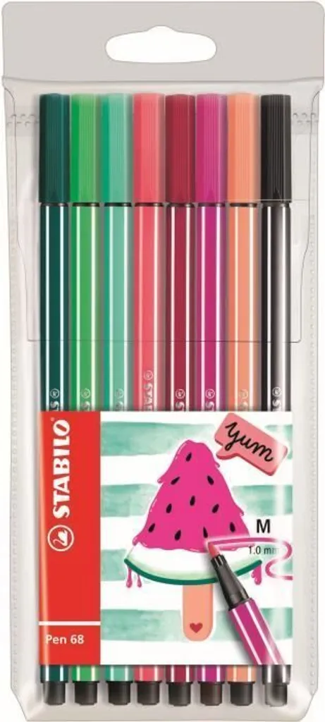 Pennarelli STABILO Pen 68 Arty Anguria - Confezione da 8 Colori Premium
