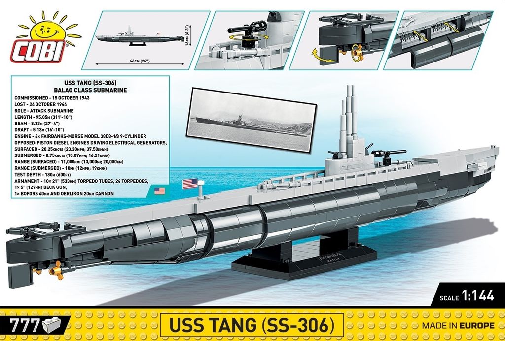 COBI-4831 - Konstruktionsspielzeug - HC WWII USS TANG Obrázek produktu 2