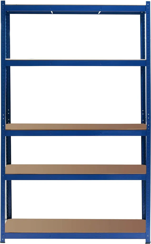 Étagère Atelier 5 Plateaux 1000kg Montage Sans Vis 100x50x204cm Bleue - 5