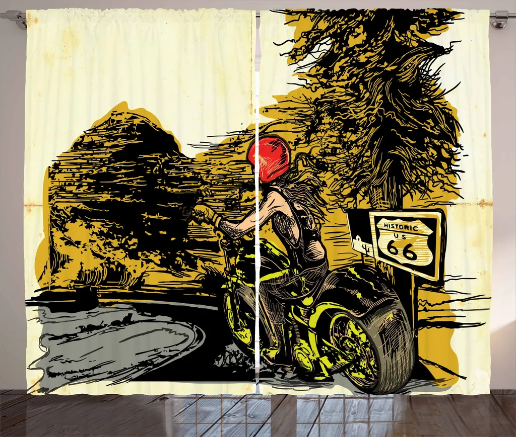 Tenda Camera Letto Rustica Moto ABAKUHAUS - Stile Chopper Girl
