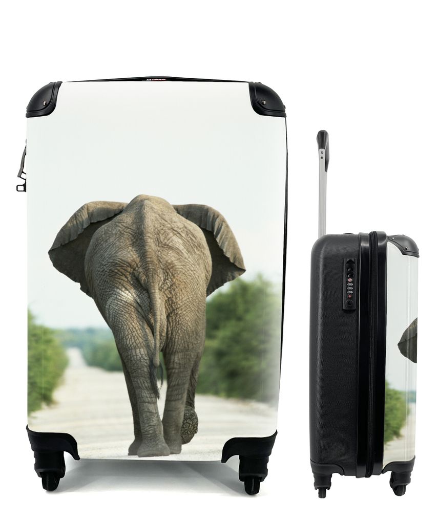MuchoWow Koffer Handgepäck Trolley Rollkoffer Kleine Reisekoffer mit 4 Rollen - Elefant - Kröte - Tiere - Natur - Cabin Size < 55x40x23 cm & 55...