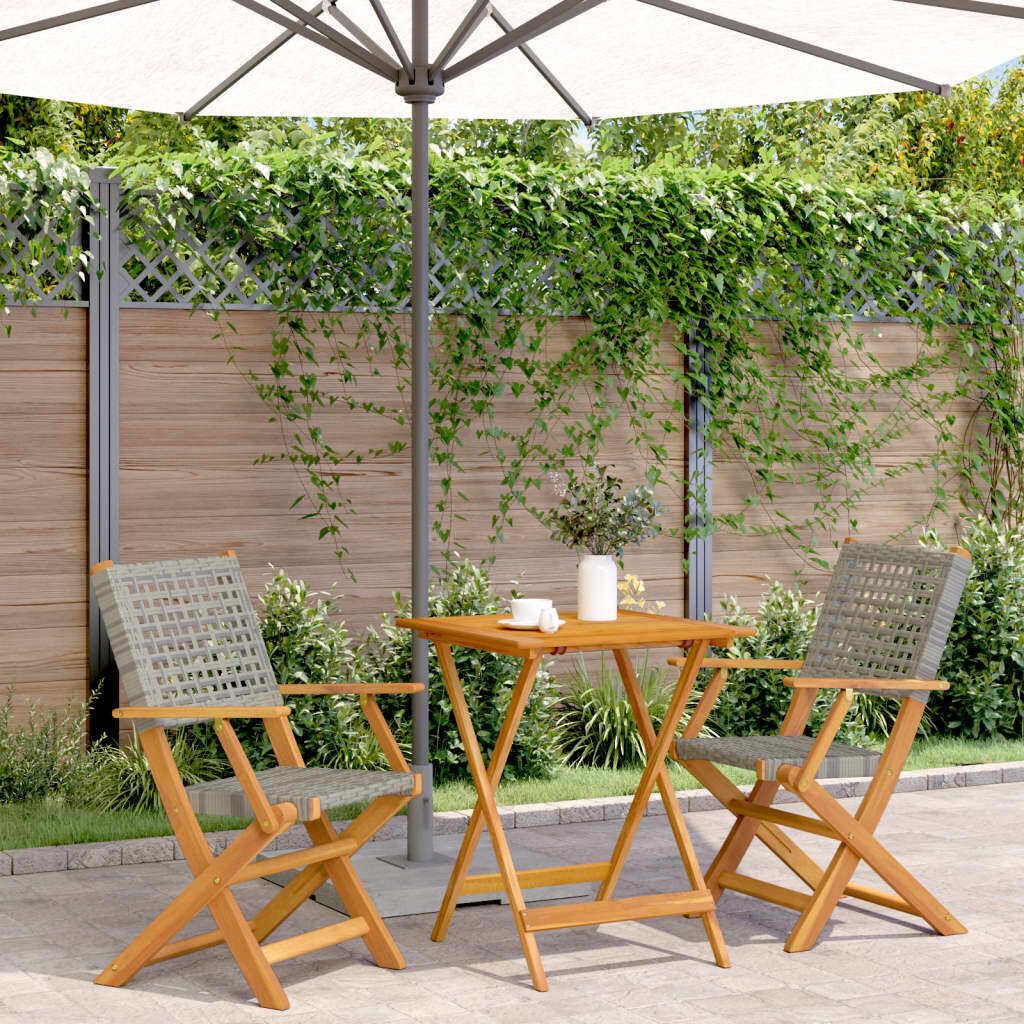 Maison Exclusive - 3-tlg. Bistro-Set Grau Poly Rattan und Massivholz