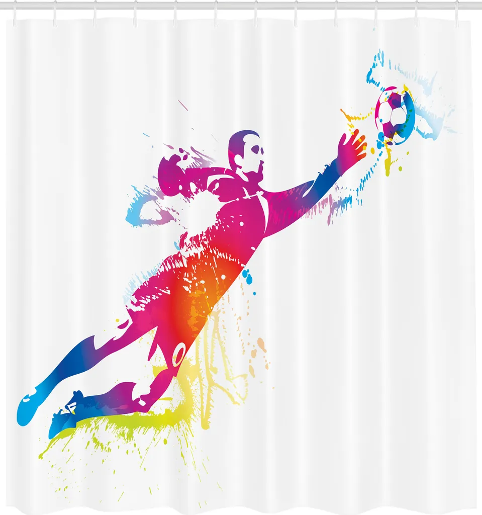 Rideau de douche ABAKUHAUS Football Gardien de But 175x240cm Multicolore
