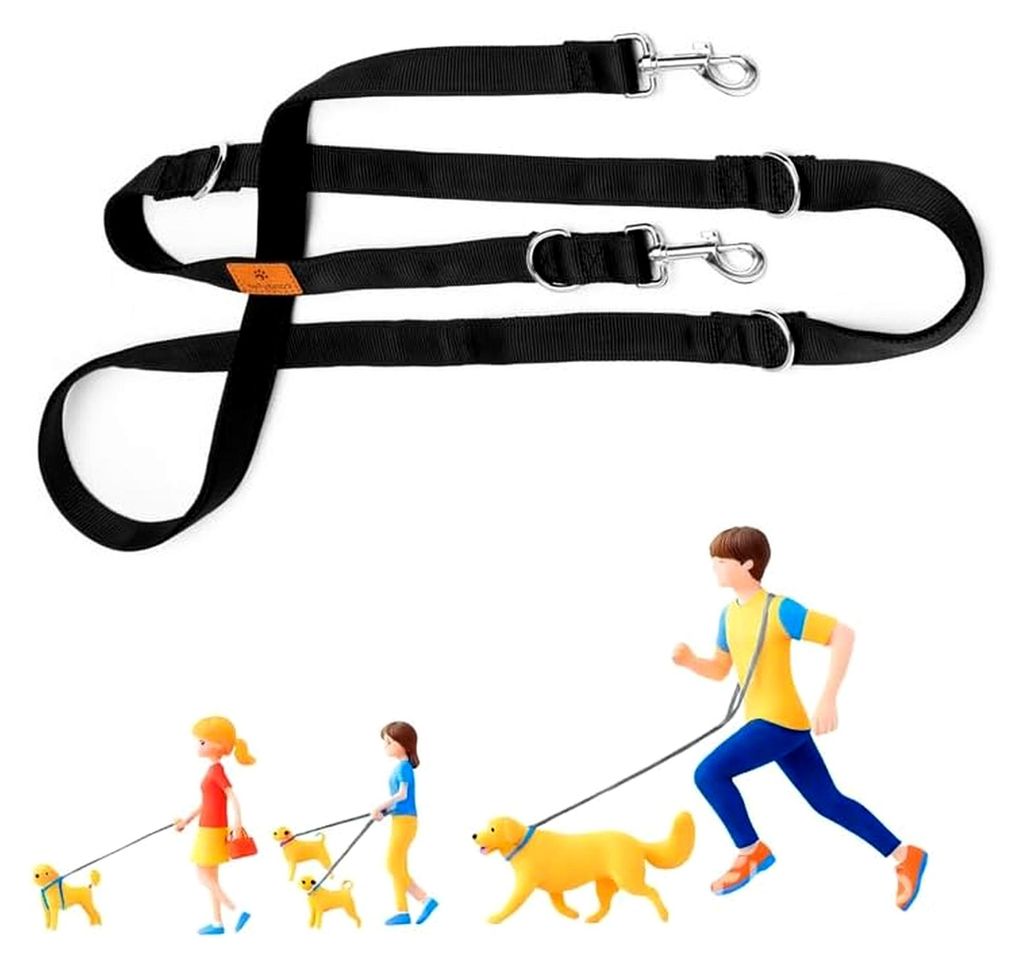 Hundeleine mit mehreren Positionen, 12-in-1, verstellbar in 7 Längen, gepolstert mit Neopren, 240 cm, geeignet für Spaziergänge, Laufen, Trainin...