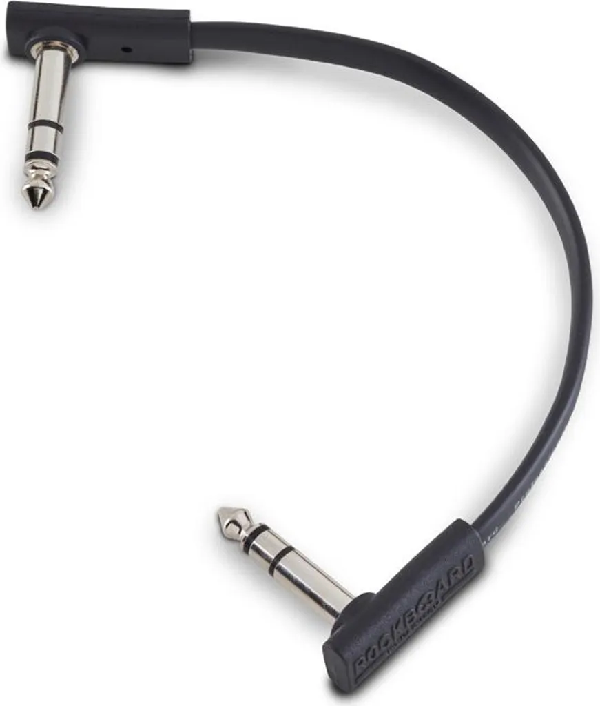 Câble patch coudé RockBoard Flat TRS 15 cm - Connecteur plat série Gold