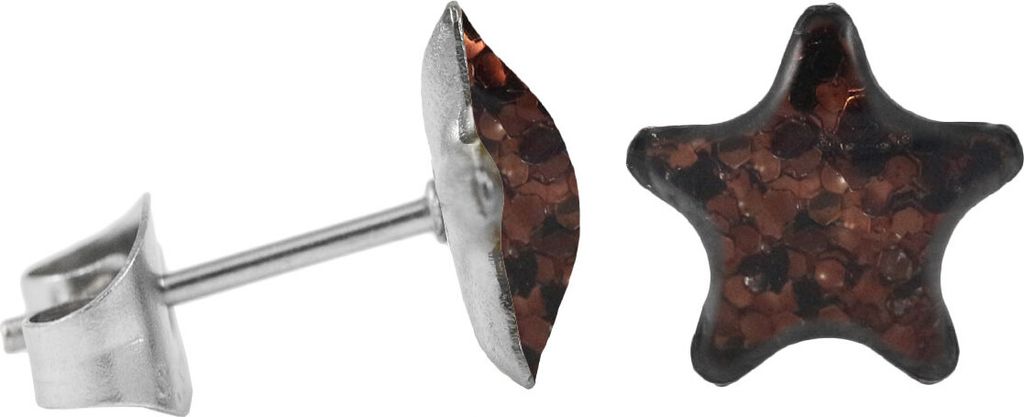 Ohrstecker Chirurgenstahl glitzernder Stern Farbe - Braun