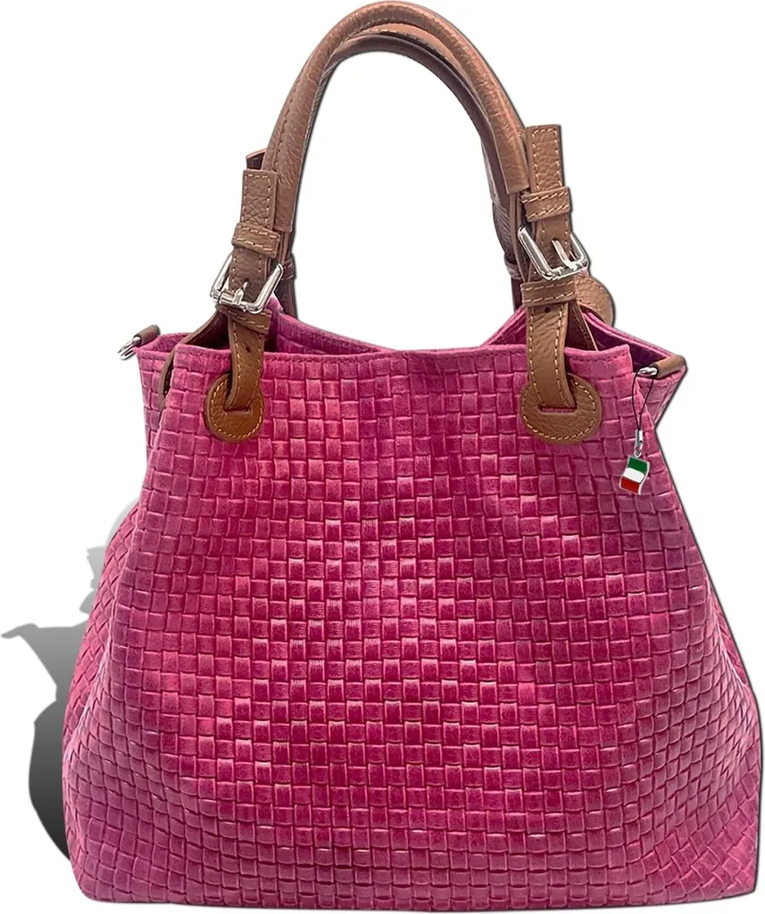 Sac Florence tressé rose brun en cuir véritable D2OTF164P élégant
