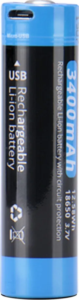 Batterie 18650 pour Lampe Torche Wuben ABE3400R Rechargeable par USB 5V