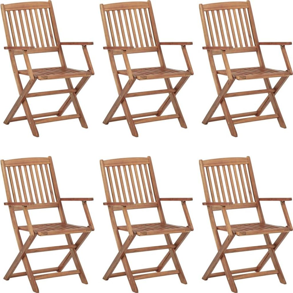 vidaXL Klappbare Gartenstühle 6 Stk. mit Kissen Massivholz Akazie