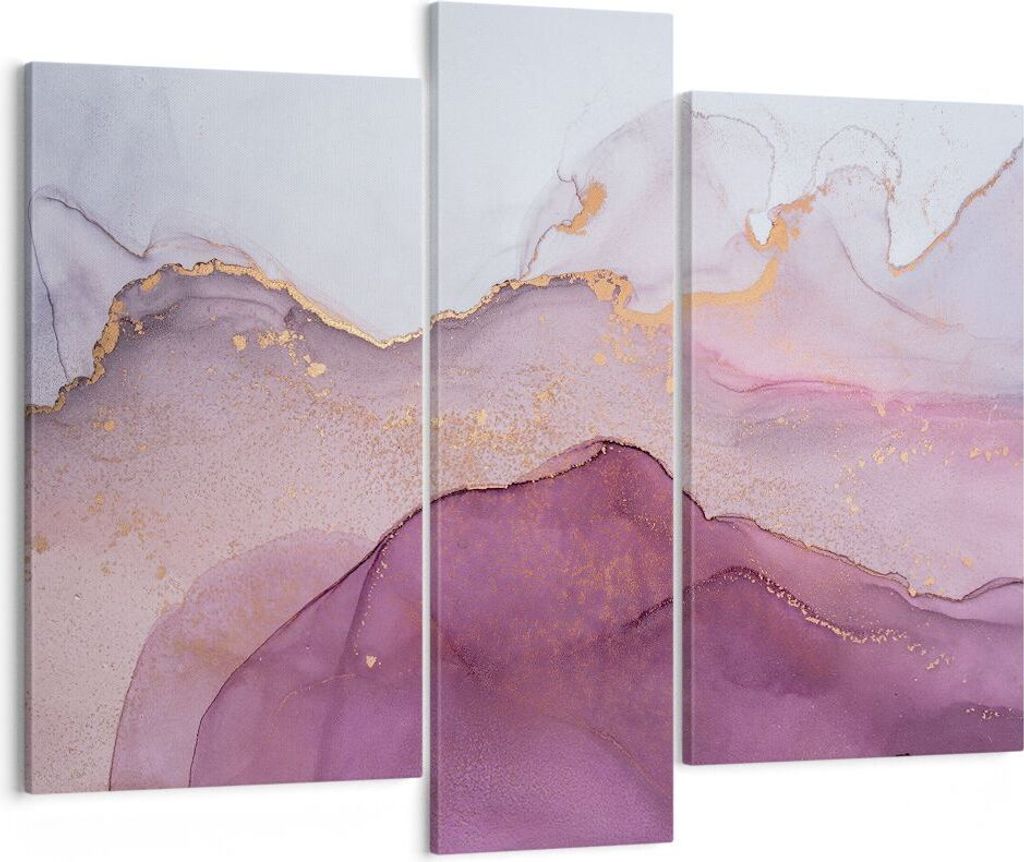Bild auf Leinwand - Leinwandbild - 3 Teile - Marmor Pink Violett - 95x80cm - Wand Bild - Wanddeko - Wandbilder - Leinwanddruck - Bilder - Wanddekor...
