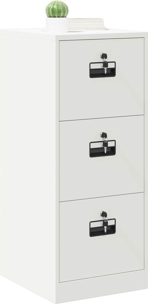 Eleganter Möbel Aktenschrank Weiß 44 x 50 x 106,5cm Kaltgewalzter Stahl - CJG209740 - Schränke & Zubehör