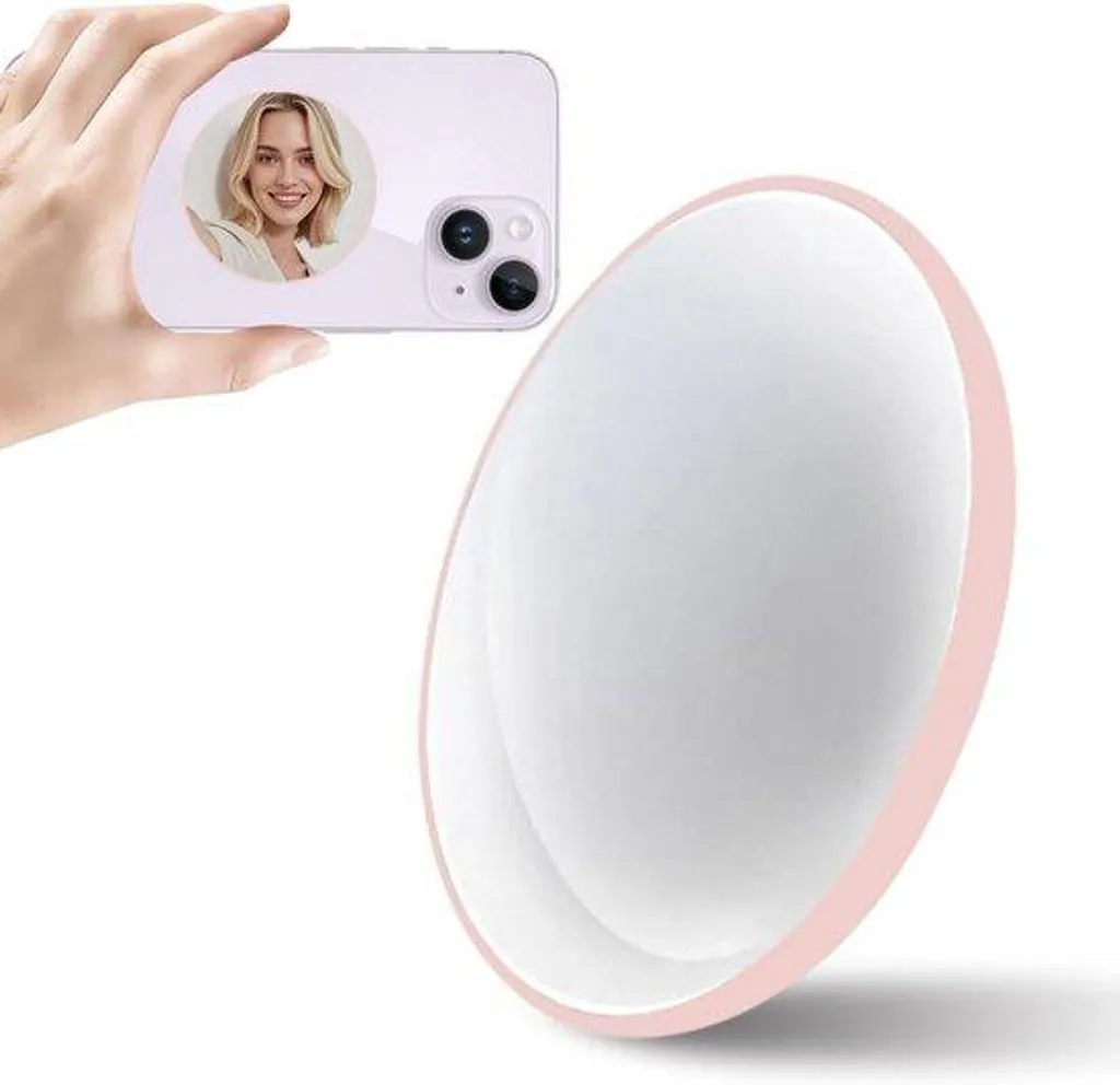Miroir selfie iPhone rose magnétique HD - Fixation forte et design fin
