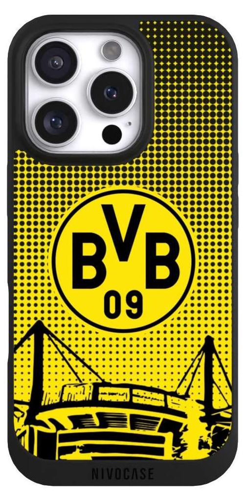NIVOCASE Handyhülle für Apple iPhone 16 Pro Hülle NIVOpure Case Schwarz BVB Borussia Dortmund Stadion