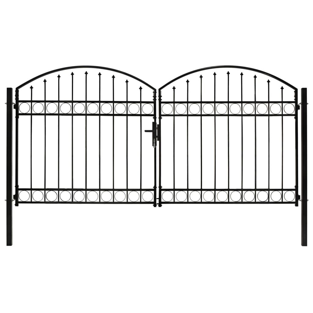 "im Angebot" Zauntor Doppelflügel Gewölbte Spitze Stahl 300x125 cm Schwarz - Gartentore CC568