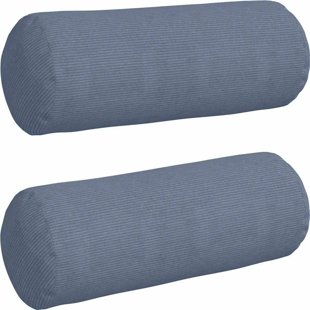 2 Cuscini Bolster Blu Yoga e Relax 25x70 cm in Tessuto a Coste