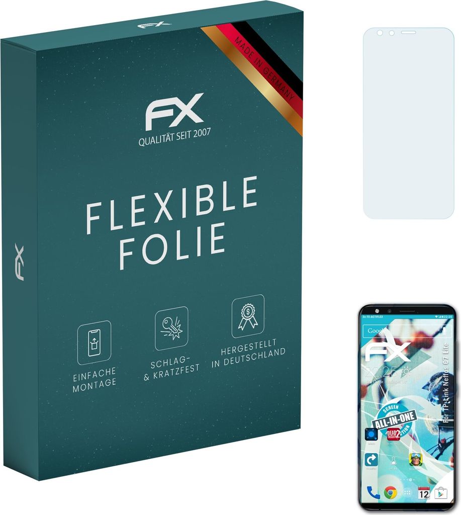 atFoliX FX-ActiFleX 3x Schutzfolie kompatibel mit TP-Link Neffos C7 Lite Folie