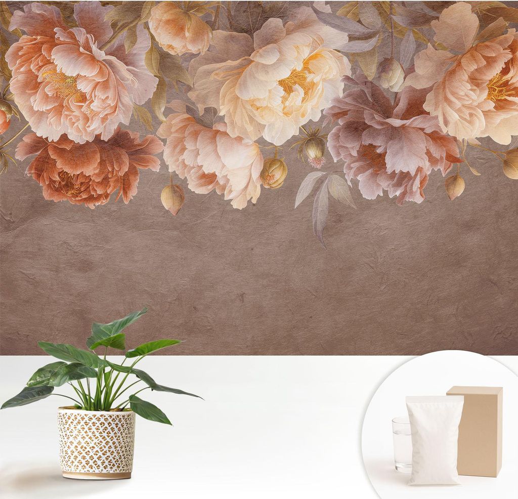 Fototapete - 152x104 cm - Tapete - Wandtapete - Wandbilder - Dekofolie - Tapete Folie - Wand - Dekoration - Wohnzimmer - Florale Eleganz