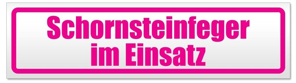 Kiwistar - Autoaufkleber - Pink - 30 x 8 cm - Schornsteinfeger im Einsatz - Hinweis Aufkleber Sticker für Auto, Kfz, Fahrrad, PKW, LKW