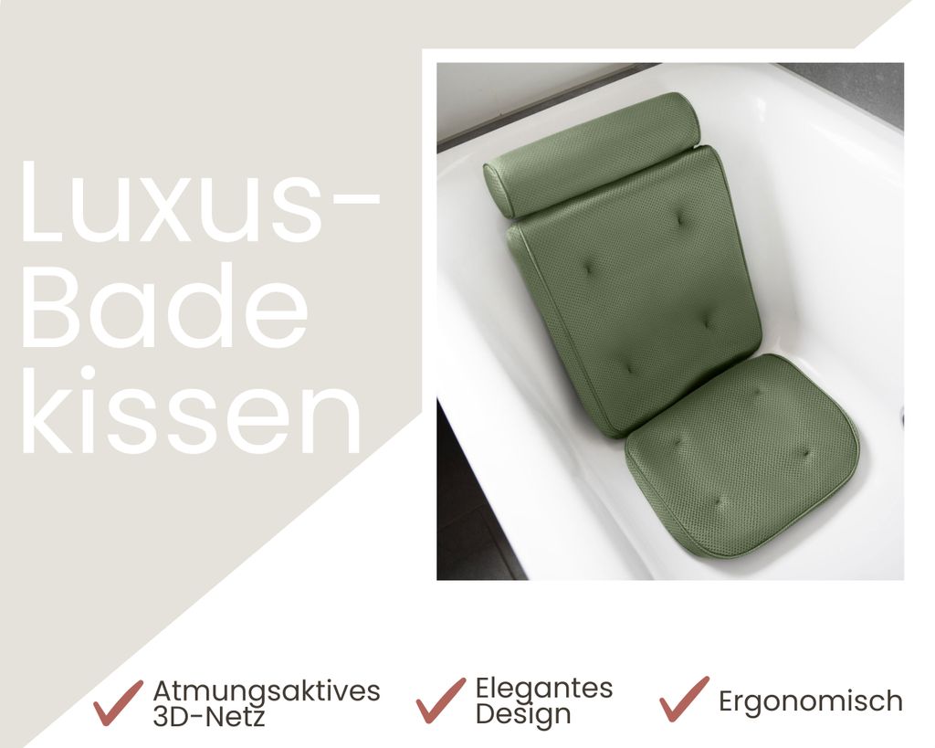 Alomejor Ganzkörper-Badewannenkissen – Ergonomisch, Schnell Trocknend, Mit Rutschfester Unterseite, In Ozeanblau