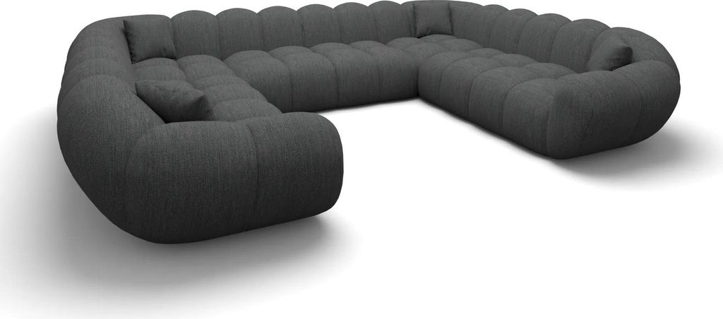 Strukturstoff U-Form XXL Panorama Sofa Liva Anthrazit