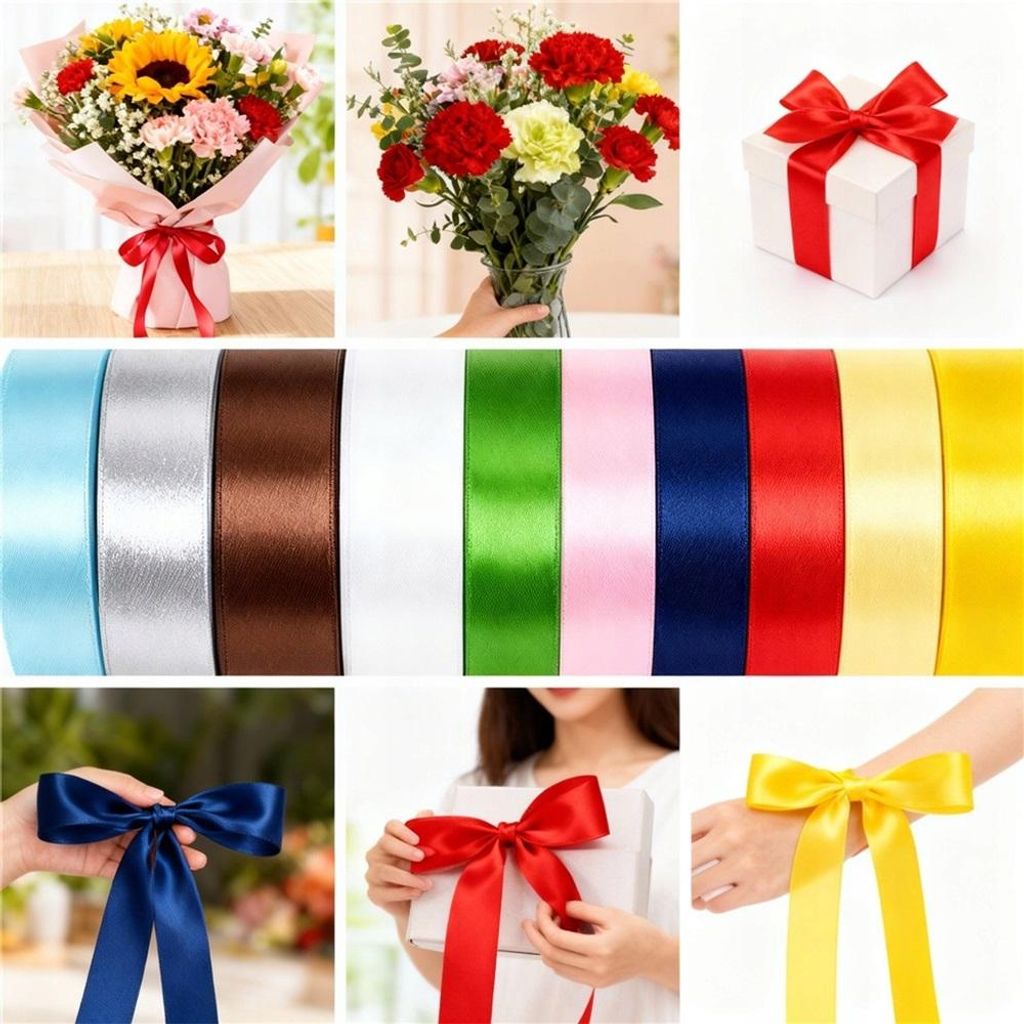 10 Farben Satinband Schleifenband Dekoband Geschenkband Seidenbänder Bänder zum Basteln 32M*2.5CM