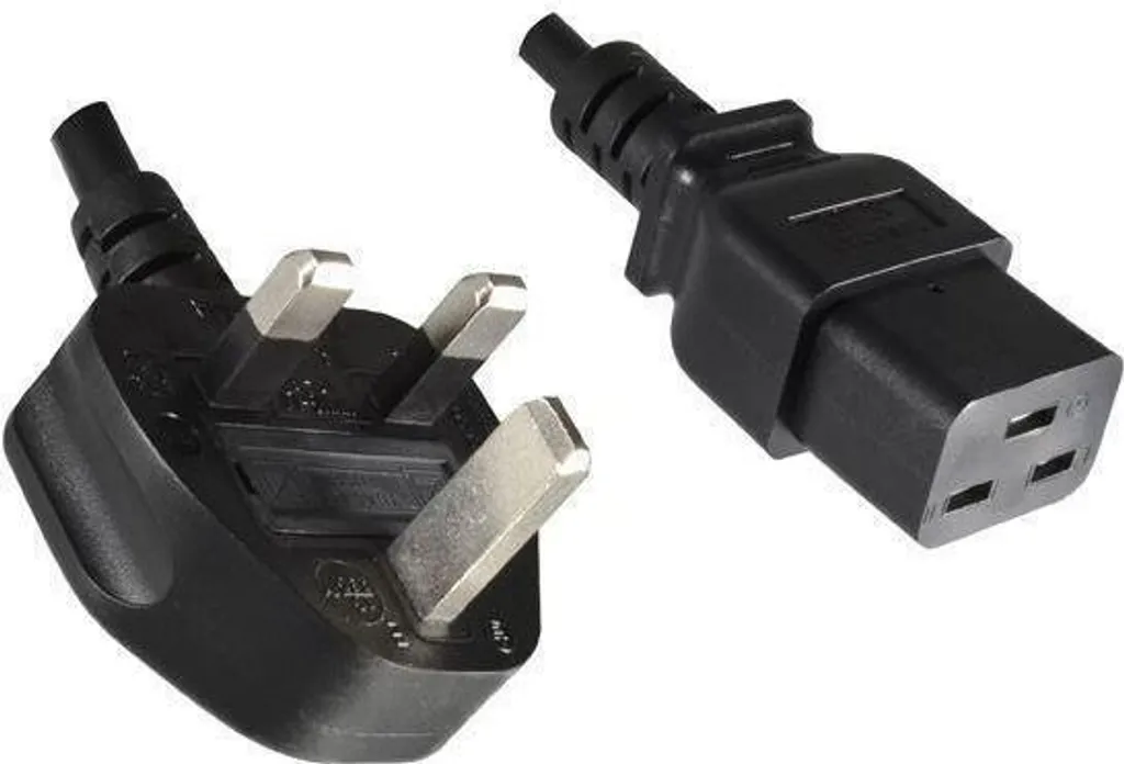 Câble alimentation pour onduleur C19 vers Prise Anglaise G 1.8m Noir