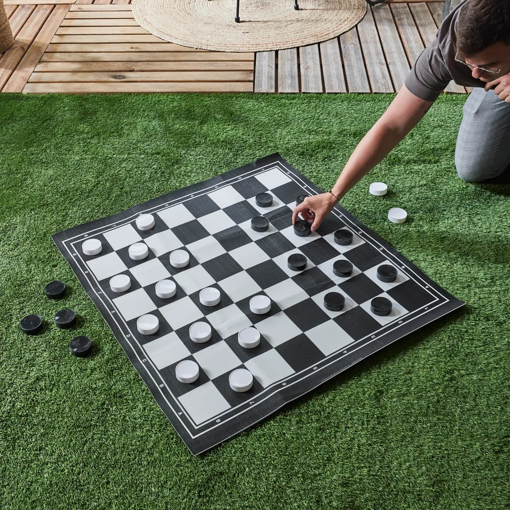 Jeu d'échecs et dames 2 en 1 nomade pour pique-nique et loisirs en famille