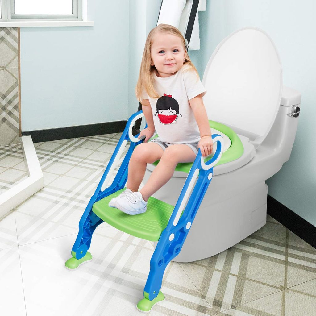 Toilettentrainer mit Treppe Lerntöpfchen WC Toilettensitz bis 75KG für Kinder 