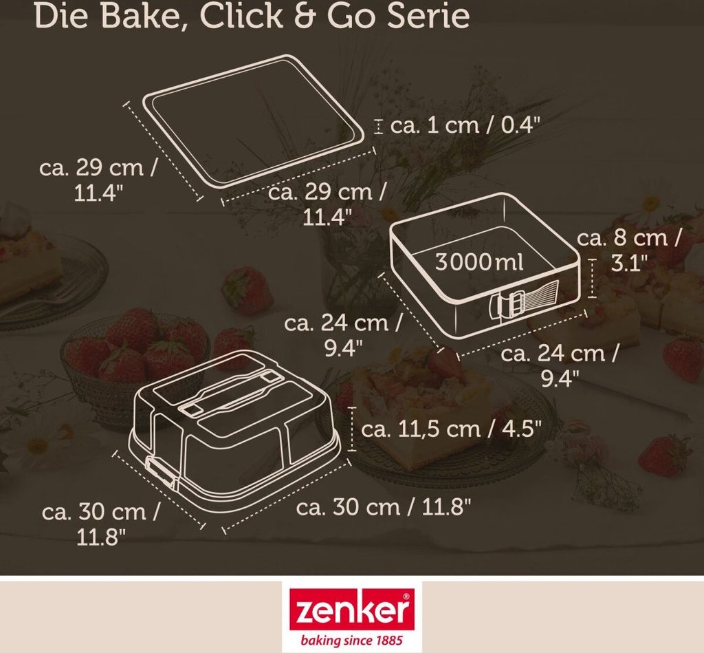 ZENKER Springform 24x24cm quadratisch Bake, Click & Go mit Produktbild 4