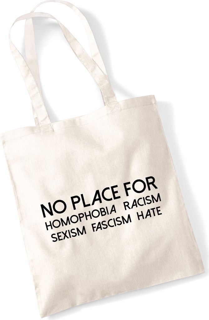 Huuraa Jutebeutel No Homophobia Racism Hate 10 Liter Natural Baumwolle Tasche Geschenkidee