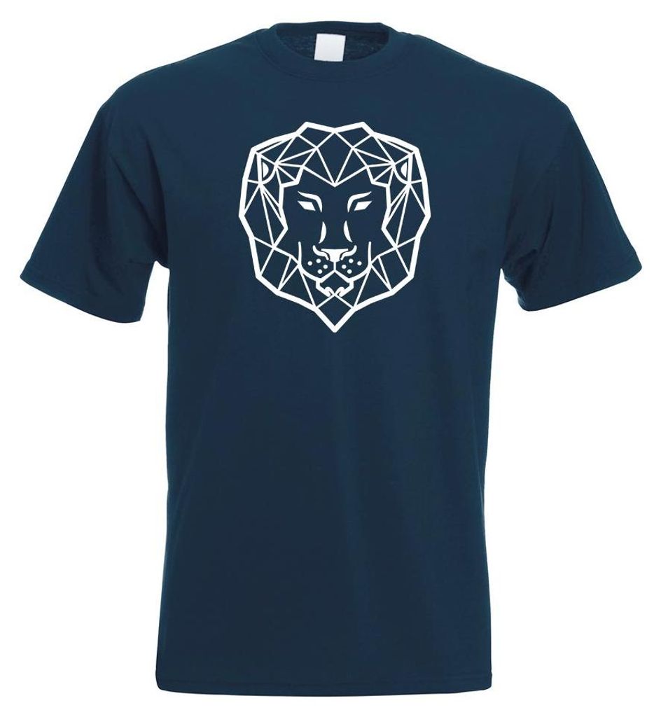 Kiwistar - T-Shirt - Navy - Polygon Löwe Figur Tier Art Herren Funshirt Bedruckt Design Sprüche Spruch Motive - mit Motiv Bedruckt - Funshirt Des...
