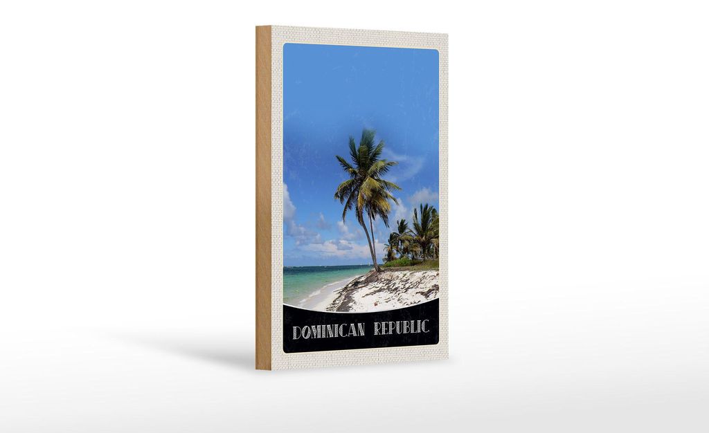 Holzschild Reise 12x18 cm Dominikanische Republik Strand
