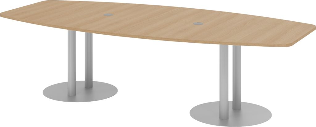 bümö Konferenztisch mittel KT28 - Nachbildung: Eiche, tischfuss: Säule in Silber