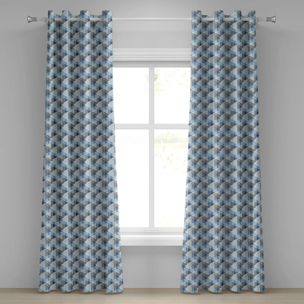 Tende ABAKUHAUS Anni 80 Azzurro Crema Blu 280x175cm - Stile Geometrico