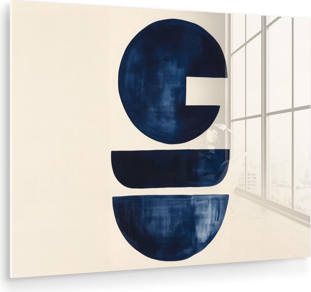 MuchoWow Glasbilder - Bilder auf Wandbild - Foto auf Glas Formen - Blau - Abstrakt 80x60 cm Wanddekoration aus Glas - Acrylglasbild - Acrylbilder -...