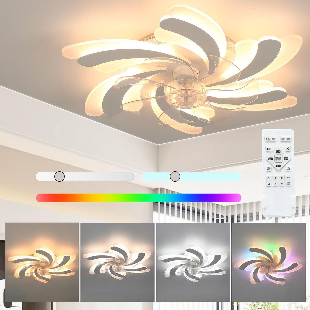 Leise Deckenventilator 70W Deckenleuchte mit RGB Produktbild 