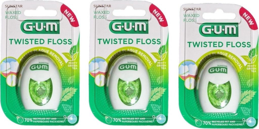 3x  GUM Twisted Floss 3 x 30m Zahnseide Produktbild 
