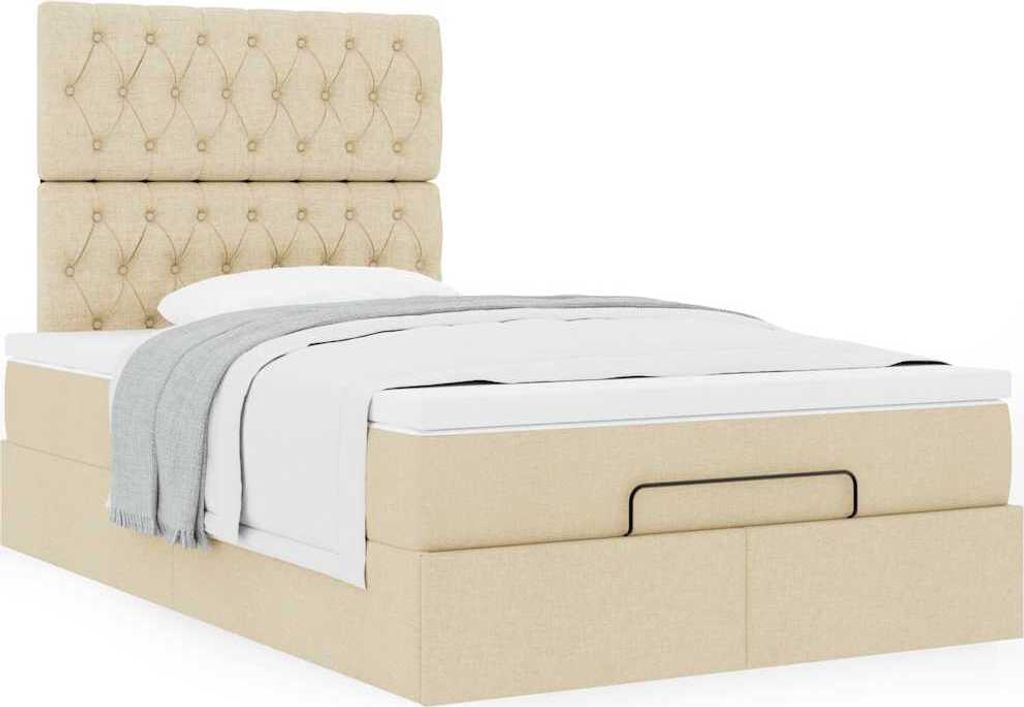 Hochwertig Ottoman-Bett mit Matratze Creme 120x200 cm Stoff 3313235